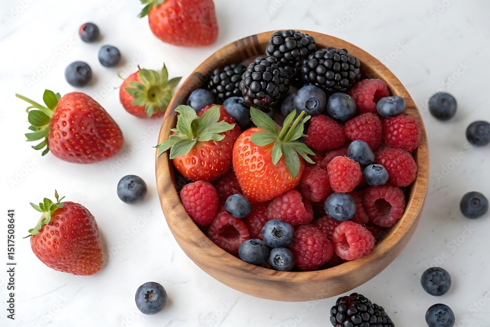 Bowl of mixed berries including blueberries, raspberries, and strawberries Bowl of mixed berries including blueberries, raspberries, and strawberries