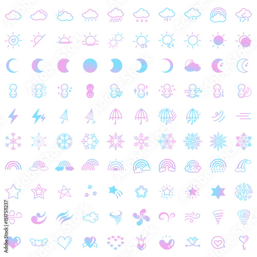 Pastel colored weather icon sticker set with no background for digital planners
