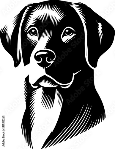 SVG dog labrador black and white vector file for printing, cutting