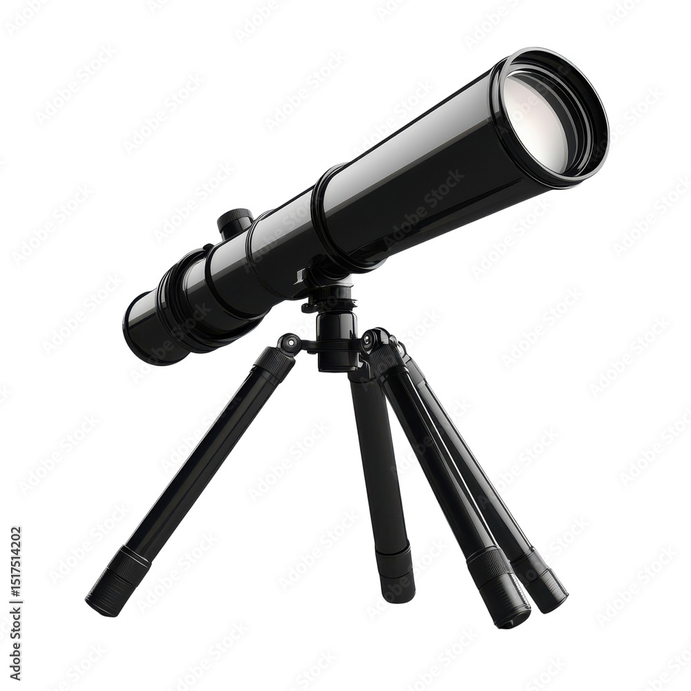 A sleek black telescope poised inviting cosmic dreams a stargazer s loyal on transparent background A sleek black telescope poised inviting cosmic dreams a stargazer s loyal on transparent background