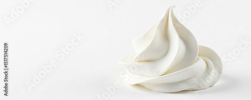 Fluffy white whipped cream swirl isolated on a plain white background cutout, whipped cream, isolated, sweet treat