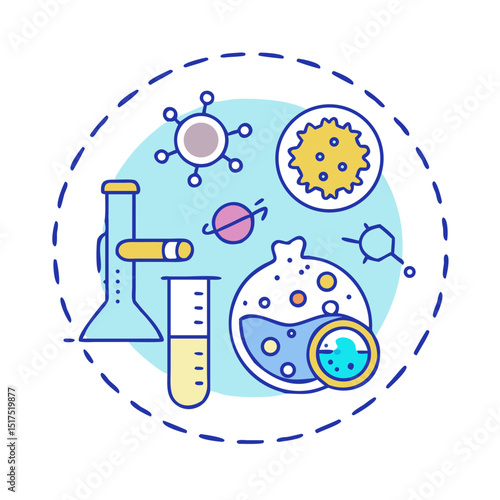 Conceptual illustration of scientific exploration and research, microbiological testing and analysis