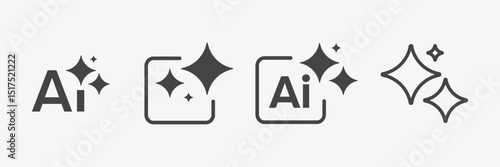 AI generated symbols. Ai sparkle or stars icons. Artificial intelligence set. Vector illustration