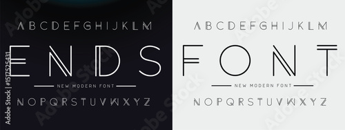 Creative Outline Double line monogram alphabet and tech fonts. Lines font regular uppercase and lowercase. Vector illustration.