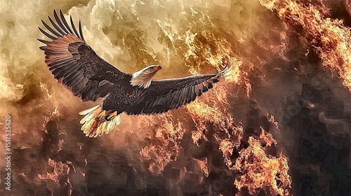 Wallpaper Mural Art: majestic bald eagle soaring through fiery skies - a digital masterpiece of power and freedom Torontodigital.ca
