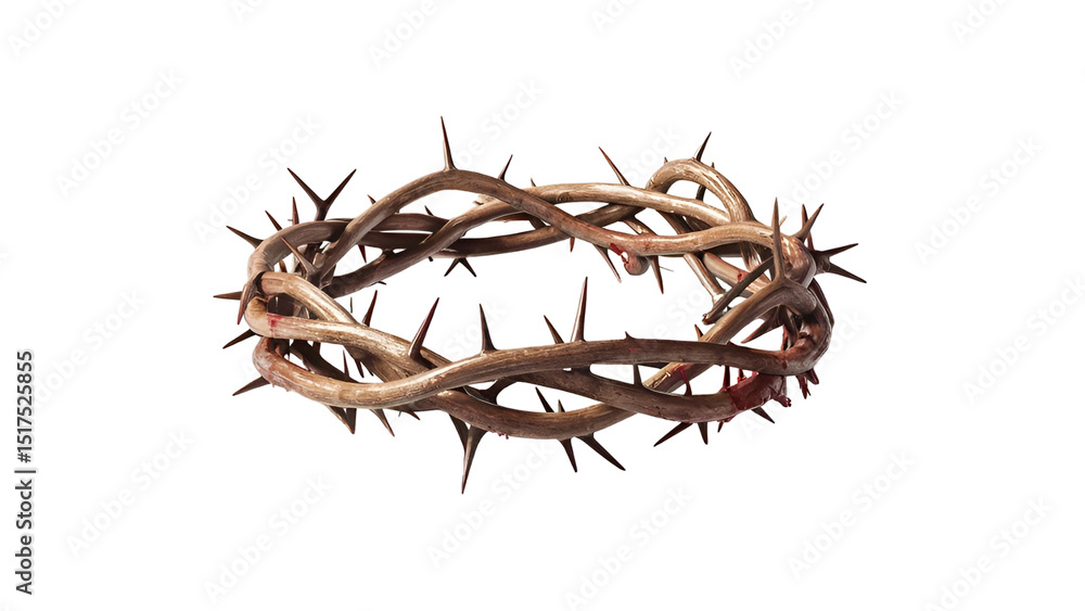 Fototapeta premium crown of thorns isolated on transparent, Crown of thorns Jesus Christ. Religious symbol of Christianity