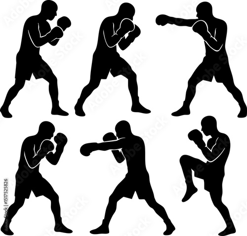 Boxing Action Silhouette Illustration - Dynamic Sports Pose