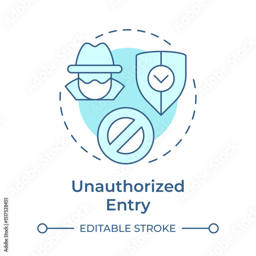 Unauthorized entry soft blue concept icon. Physical security threat and risk. Access to restricted area. Round shape line illustration. Abstract idea. Graphic design. Easy to use in booklet
