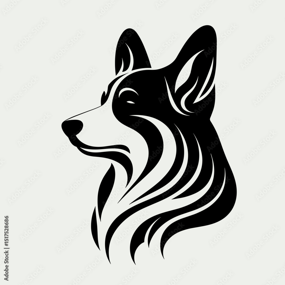 Fototapeta premium Pembroke Welsh Corgi head in black and white