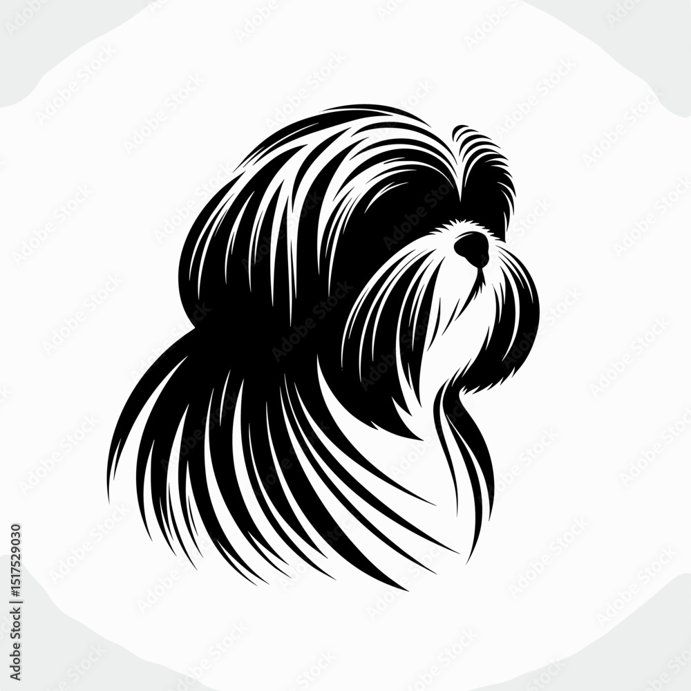 Shih Tzu head tattoo in black and white Shih Tzu head tattoo in black and white