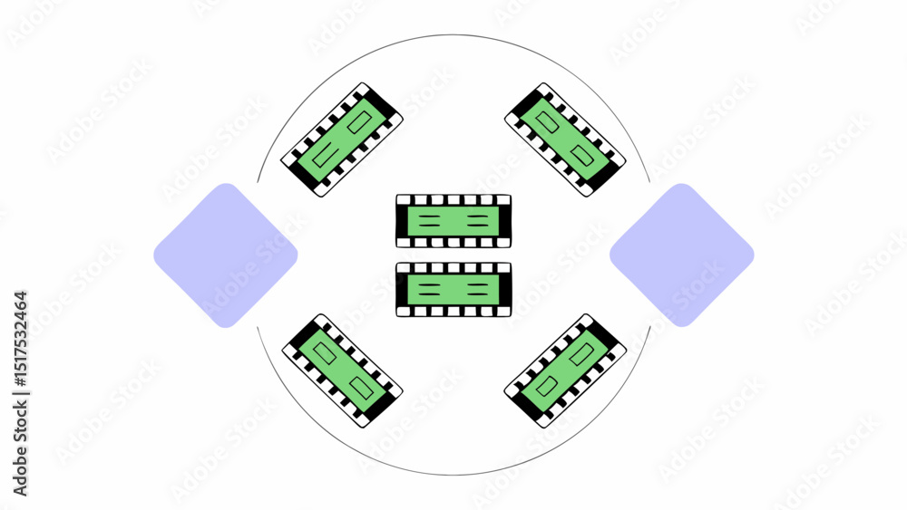 Fototapeta premium Vector Illustration of computer memory modules arranged circular pattern, showcasing technology