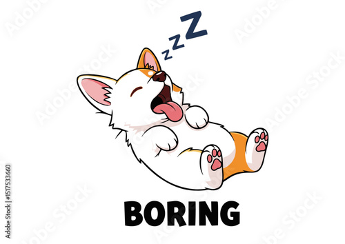 Adorable Sleeping Corgi Puppy Illustration  A Cute and Funny Cartoon Dog Design