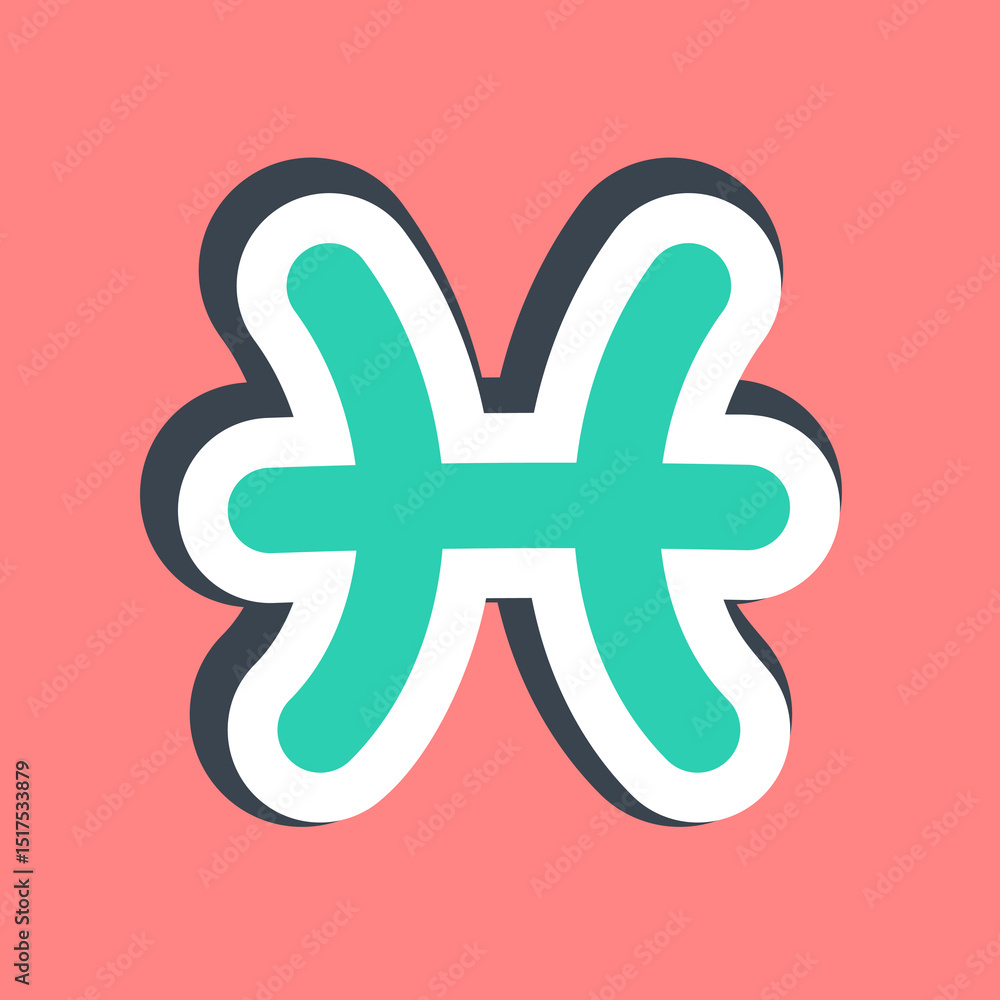 Fototapeta premium Sticker pisces. Zodiac horoscope elements.