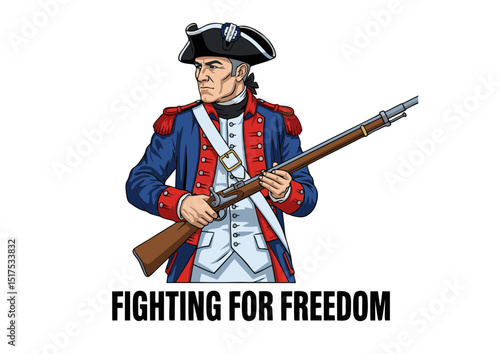 American Revolutionary War Soldier Fighting for Liberty and Independence