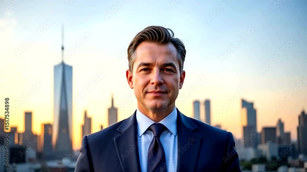 Businessman in suit, urban backdrop Businessman in suit, urban backdrop