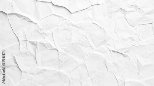 Wrinkled White Paper Texture Background for Design and Art Projects