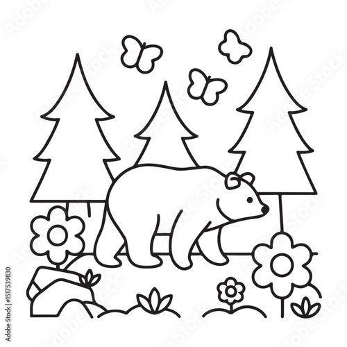 Cozy bear coloring book, cozy bear coloring pages, black  & white, line art, victor illustration, bold & easy coloring pages, coloring book, coloring pages, christmas, halloween, animals, bear art