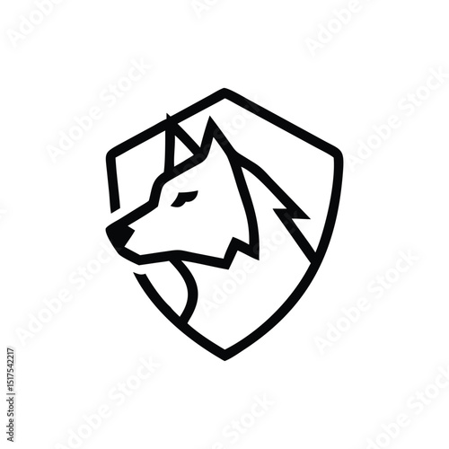 
Wolf Shield Logo, black and white Wolf .