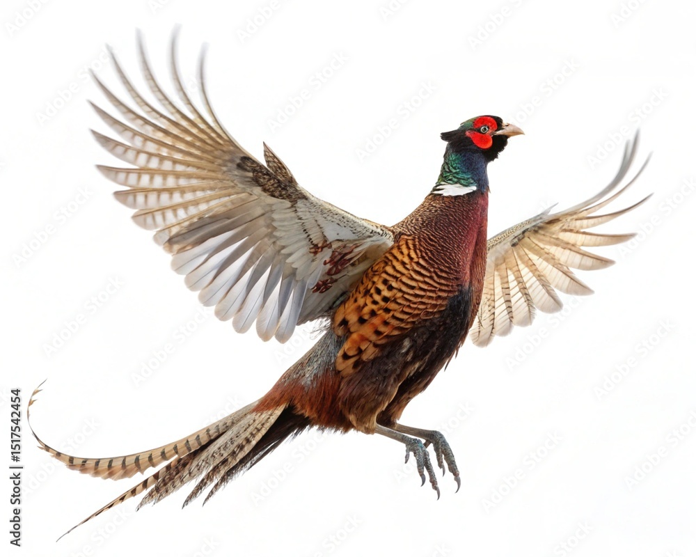 An exotic male red pheasant in nature with colorful feathers An exotic male red pheasant in nature with colorful feathers