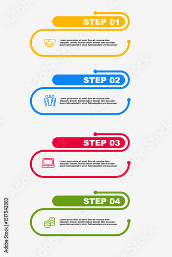 Infographic steps concept in flat design Business infographic design flowchart steps elements
