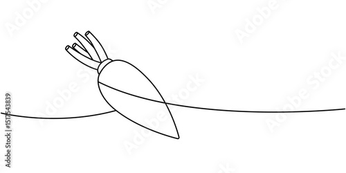 Radish one line continuous drawing. Fresh organic vegetable. Vector illustration