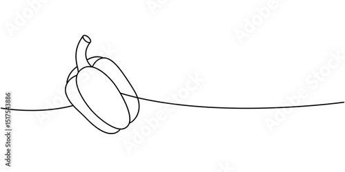Bell pepper one line continuous drawing. Fresh organic vegetable. Vector illustration