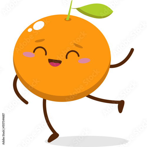 Cute orange character kawai vector for orange mascot. happy face, winking eye,. smile