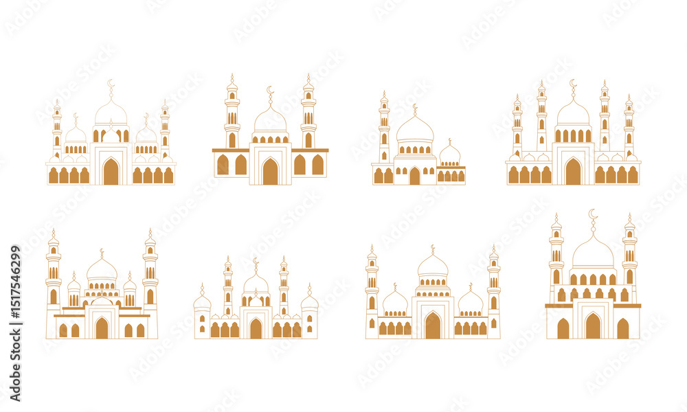 Obraz premium Mosque Illustration Set