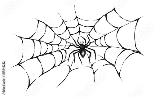 Halloween Spider Web Decoration, watercolor. Happy Halloween party. Decorative element for invitation