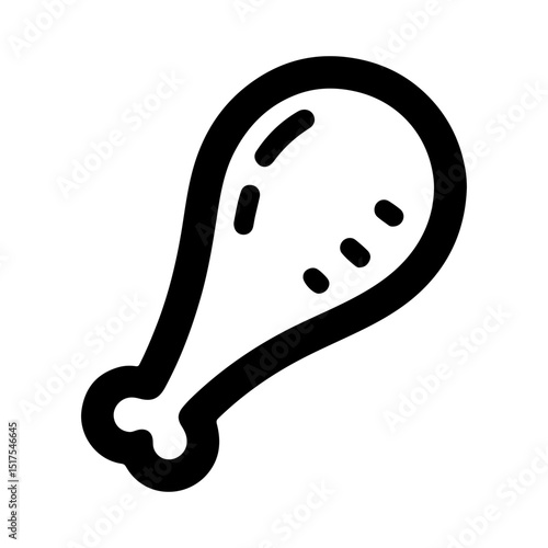 Black and White Outline of Fried Chicken