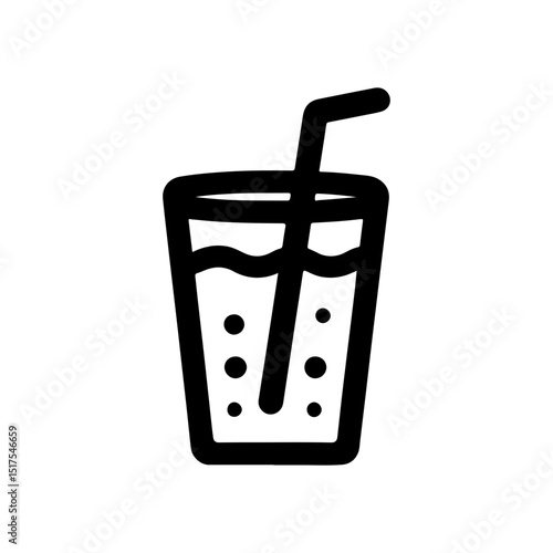 Black and White Outline of Cold Drink