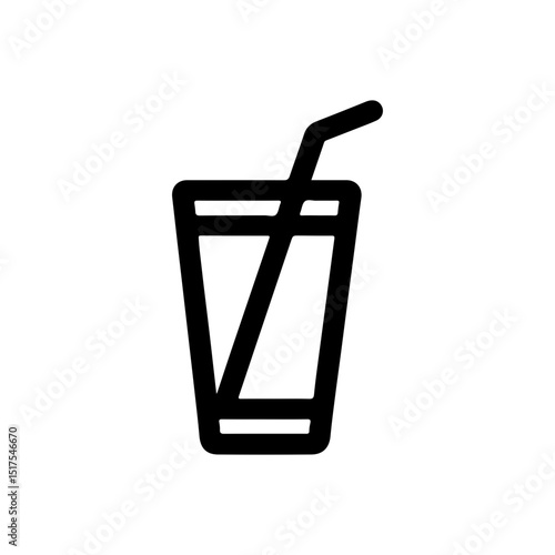 Black and White Outline of Cold Drink