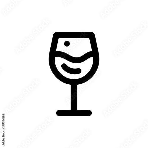 Black and White Outline of Wine Glass
