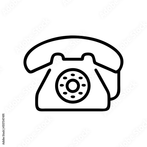 Vintage rotary telephone icon.  Classic landline phone image with rotary dial for website design. This retro communication device illustration is perfect as an app icon or contact symbol.