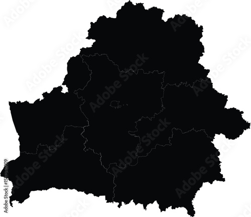 Black silhouette map of Belarus with detailed outline for design and educational purposes