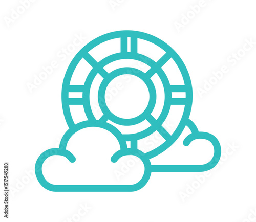 Circular design with clouds in a minimalist style. Digital insurance icon cyber security symbols concept.