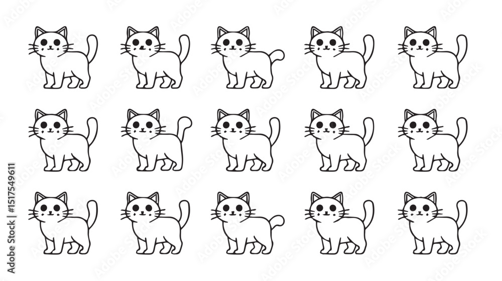 a collection of 12 different cute cat_traced a collection of 12 different cute cat_traced