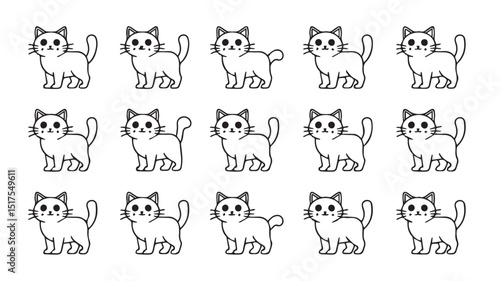 a collection of 12 different cute cat_traced