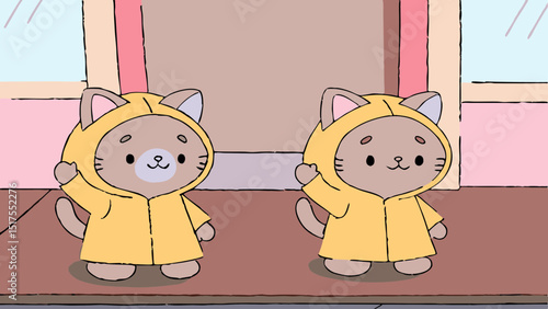 A playful scene unfolds with a smiling girl, a young boy, and a cuddly cat