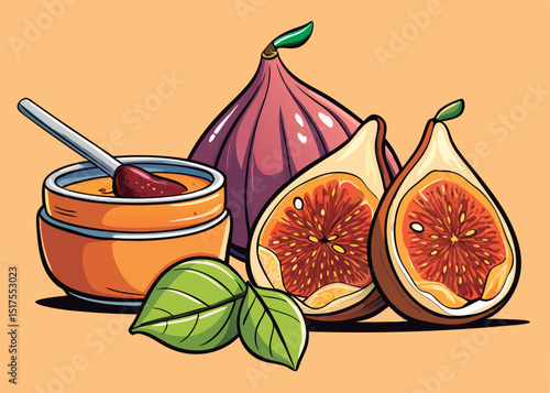 Figs and jam. a sweet treat.