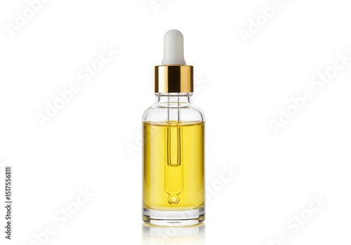 Wallpaper Mural Glass bottle with golden cap and dropper filled with yellow liquid Torontodigital.ca