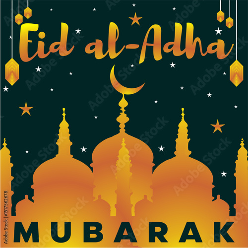 Eid al adha Mubarak post design art,Eid Mubarak celebration vector for all