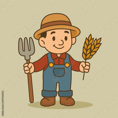 simple farmer cartoon character illustration image