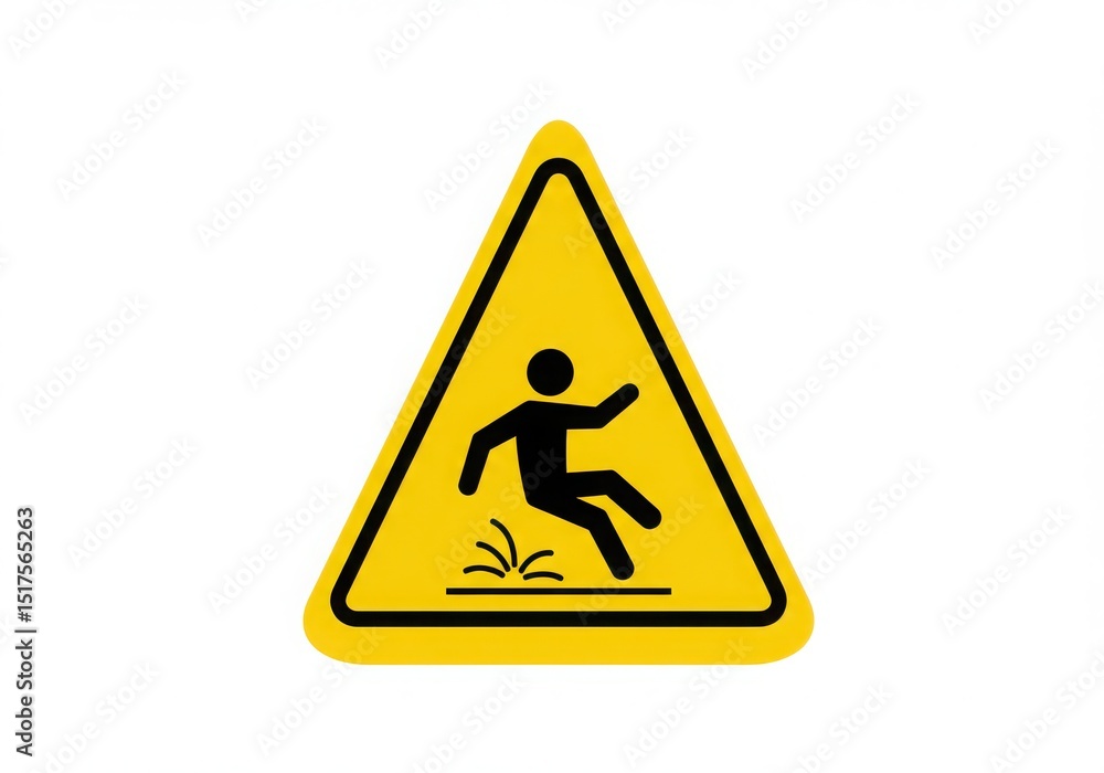 Yellow triangular sign depicting a person slipping Yellow triangular sign depicting a person slipping