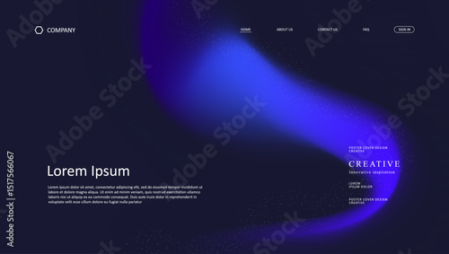 Abstract wave futuristic design of landing page. retro gradient mesh website design	