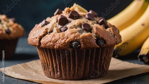 Banana chocolate chip muffin fresh baked kitchen