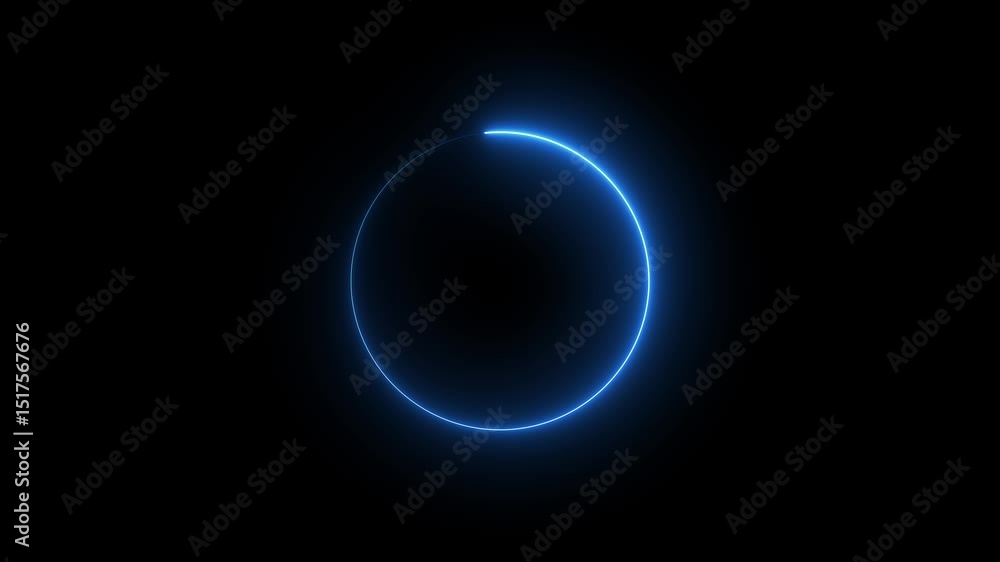 circle frame with loading icon animation glowing neon blue color circle rotation round sign symbol on black background circle frame with loading icon animation glowing neon blue color circle rotation round sign symbol on black background