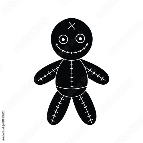 Flat and Minimal voodoo doll icon vector illustration on white 