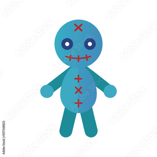 Flat and Minimal voodoo doll icon vector illustration on white 