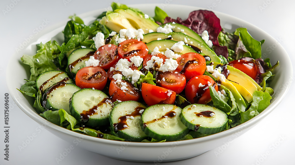 Fresh Garden Salad with Cucumber, Tomato, Avocado, and Feta Cheese Fresh Garden Salad with Cucumber, Tomato, Avocado, and Feta Cheese